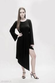 Asymetryczna sukienka tunika czarna sylwestrowa boho midi