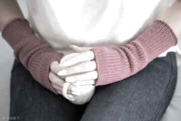 Mitenki - fuksja rękawiczki hermina wełniane, bez palców, prezent dla niej, damskie zimowe