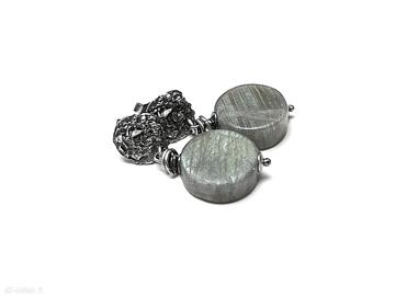Surowe labradoryty - kolczyki katia i krokodyl srebro 925- kamienie naturalne, minerały