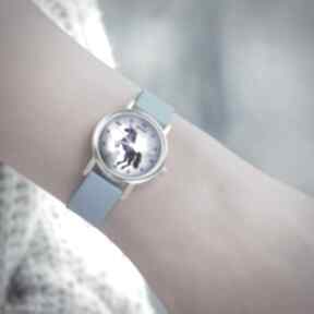 Zegarek mały - jednorożec silikonowy, niebieski zegarki yenoo, pasek, koń, autorska grafika