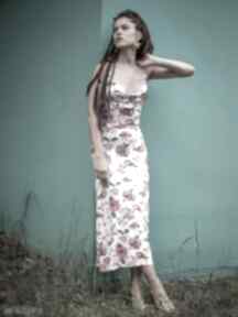 Natalia - sukienka w kwiaty i grochy milita nikonorov midi, dopasowana, slip dress