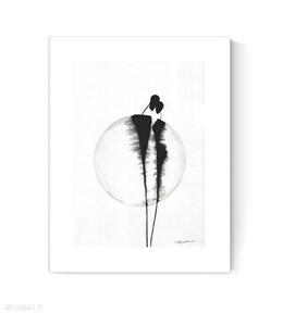 Grafika a4 malowana ręcznie, abstrakcja, styl skandynawski, czarno biała, 3096795 minimal art