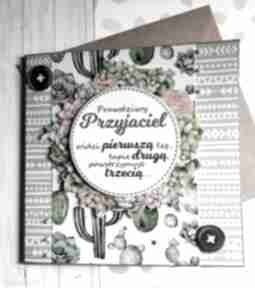 Kartka. Scrapbooking kaktus, okazja, życzenia przyjaciel mały koziołek