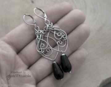 Kolczyki z onyksem, wire wrapping, stal chirurgiczna