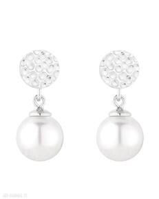 Srebrne kolczyki z swarovski® crystal sotho biała, białymi, perłami