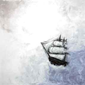 "statek w chmurach" - obraz olejny na płótnie, 60x60 cm kkjustpaint olej krajobraz abstrakcja