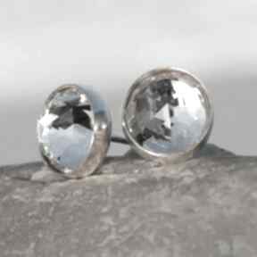 Srebrne z d054 artseko sztyfty, swarovskiego, okrągłe kryształowe kolczyki, błyszczące