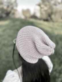 Różowa czapa czapki patka na drutach dla niej, wełniana, ciepła, prezent