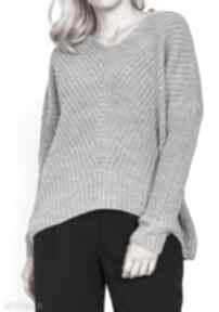 Oversize'owy sweter o asymetrycznym kroju, swe124 szary swetry lanti urban fashion ciepły