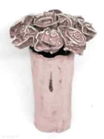 Piękny wielki komplet na walentynki kwiaty ceramiczne róże 9sz wazon handmade rekodzieło
