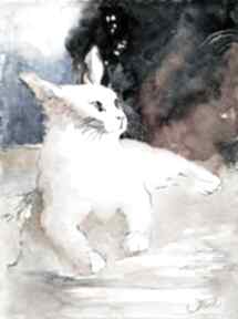 Odpoczywający kotek, 24x32 cm joannatkrol, kot akwarela, koty, obraz