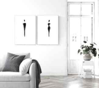Zestaw 2 50x70 cm wykonanych ręcznie - elegancki minimalizm art krystyna siwek obraz kobieta