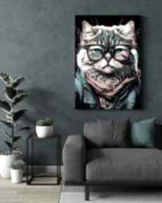Portret kota hipsterskiego - indi wydruk na płótnie 50x70 cm B2 justyna jaszke kot, obraz
