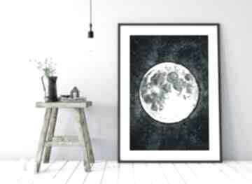 Moon A3 małgorzata domańska plakat, księżyc, noc, niebo, wnętrze