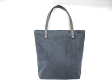 Shopper bag torebki czarnaowsianka torba, granatowa, niebieska, szyta, modna