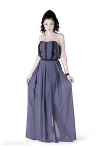 Suknia cobalt sukienki katarzyna nadarzynska, wieczorowa, szyfon, pasy, drapowana, projektant