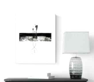 Grafika 30x40 cm wykonana ręcznie, abstrakcja, elegancki minimalizm, obraz do salonu mini mal
