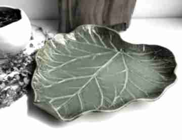 Patera ceramiczna - talerz dekoracyjny liść ceramika tyka, ozdobny, prezent