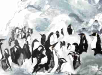 Obraz ręcznie malowany na płótnie icebreakers ewamosciszko zwierzęta, pingwiny, pejzaż