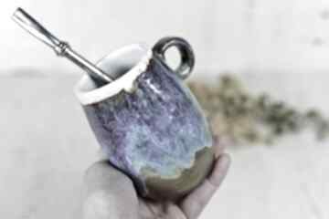 Duże ceramiczne naczynie kubek do yerba mate matero handmade opal 360 ml ceramika azul horse