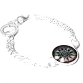 Mandala: bransoletka z łańcuszkami i w szkle gala vena srebrna, modna, zawieszki