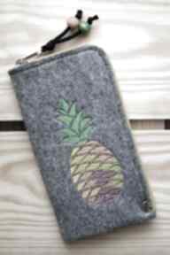 Filcowe etui na telefon - ananas happy art pokrowiec, smartfon, koraliki, pineapple, prezent