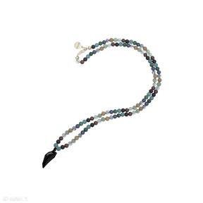 Długi naszyjnik fashion unisex kamienie czarny kieł swarovski® elements sotho, różaniec