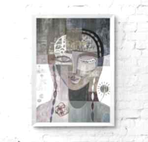 Plakat A3 - dama z przymrużeniem oka plakaty gabriela krawczyk wydruk, postać, twarz, kobieta