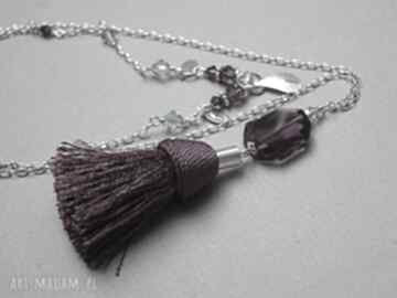 Boho purple naszyjnik srebro chwost swarovski długi zakładany