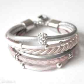 Bransoleta frozen rose camshella shamballa, rzemienie, plecione