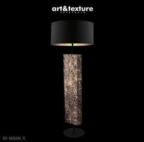 Miedziane art deco - lampa podłogowa w stylu eklektycznym and texture do salonu, strukturalna