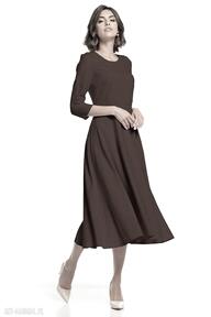 Elegancka sukienka maxi z zamkiem krytym, t327, brązowa sukienki