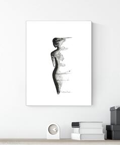 Grafika A4, minimalizm, abstrakcja czarno biała, ilustracja art krystyna siwek obraz