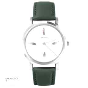 Zegarek - kolorowe piórka skórzany, zielony zegarki yenoo, bransoletka, boho