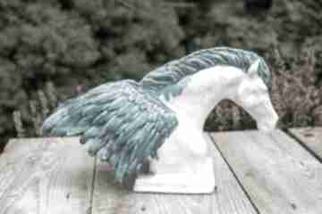Rezerwacja dla p anity rzeźba ceramiczna figurka popiersie konia - biały turkus - pegaz