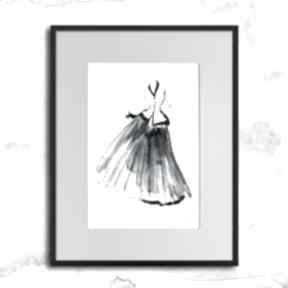 z - sukienka 5 maja gajewska z ramą, czarno biała, kobieca grafika, akwarela, autorska