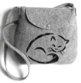 Kocia torebka z klapką na ramię camshella kot