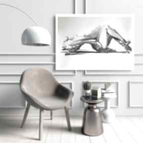 Szpilki - 100x70cm galeria alina louka kobieta szkic, obraz, duży, czarno biała grafika