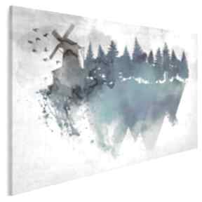 Obraz na płótnie - wiatrak akwarela 120x80 cm 29101 vaku dsgn, las, akwarelowy, drzewa