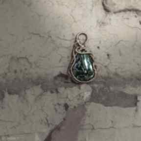 Naszyjnik malanit malachit wire wrapping naturalny malachitem