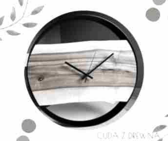 Oryginalny zegar handmade w obręczy o średnicy 50 cm - wyprzedaż zegary cuda z drewna, prezent