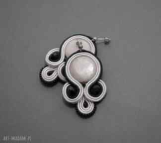 Kolczyki sutasz z rodonitem si su rodonit, soutache, eleganckie, różowe