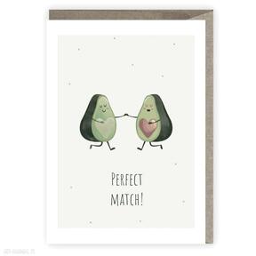 Kartka okolicznościowa, zakochane awokado, perfect match kartki