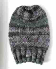 Kolorowa czapka the wool art, na drutach, kobieca prezent, walentynki, ciepła