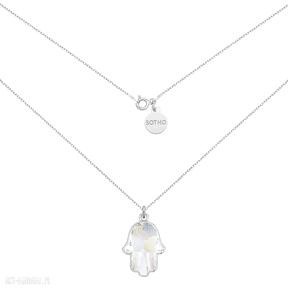 Srebrny z kryształową ręką swarovski® crystal sotho srebro, naszyjnik, minimalistyczny