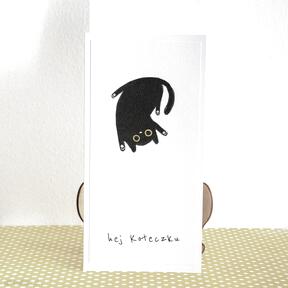 Kartka uniwersalna - hej koteczku mały koziołek, kot, kociara, wesoła, panna