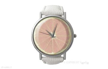 Pomarańcza - skórzany zegarek z dużą tarczą zegarki eggin egg, graficzny, lato