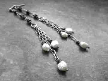 Kolczyki z perłami lahovska długie, z srebro, srebrne perły biżuteria, prezent
