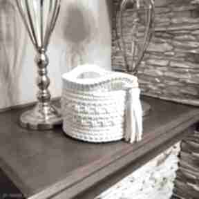 Koszyk ze sznurka bawełnianego szydełkowy 20x15 cm kosze misz masz dorota, kosz dla dziecka