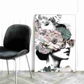 dziewczyna i kwiaty - format 50x70 cm hogstudio plakat, plakaty, do domu, salonu, kolaż